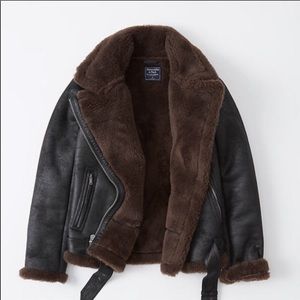 Abercrombie & Fitch Faux Shearling Moto Jacket